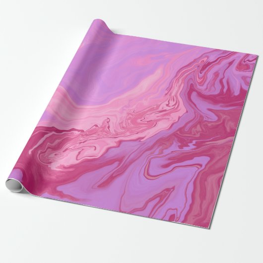elegant roze paars gemarmerd chic patroon cadeaupapier (Uitgerold)