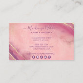 Elegant roze Paars Gold Glitter Marble Agate Chic Visitekaartje (Achterkant)