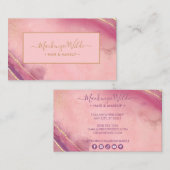 Elegant roze Paars Gold Glitter Marble Agate Chic Visitekaartje (Voorkant / Achterkant)