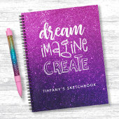 Elegant roze Paars Ombre Glitter Sketchbook Notitieboek