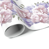 Elegant roze Paars Peony-pakpapier Cadeaupapier (Rol Hoek)