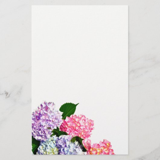 Elegant roze paarse blauw bloemenhortensia boeket briefpapier (Voorkant)