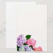 Elegant roze paarse blauw bloemenhortensia boeket briefpapier (Voorkant / Achterkant)
