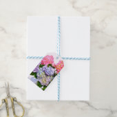 Elegant roze paarse blauw bloemenhortensia boeket cadeaulabel (Met Touw)