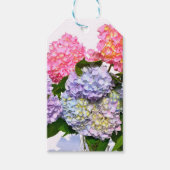 Elegant roze paarse blauw bloemenhortensia boeket cadeaulabel (Voorkant)