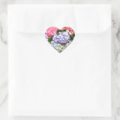 Elegant roze paarse blauw bloemenhortensia boeket hart sticker (Tas)