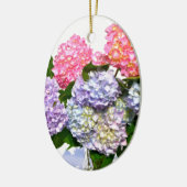 Elegant roze paarse blauw bloemenhortensia boeket keramisch ornament (Links)