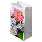 Elegant roze paarse blauw bloemenhortensia boeket klein cadeauzakje (Achterkant Gekanteld)