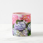 Elegant roze paarse blauw bloemenhortensia boeket mok (Midden)