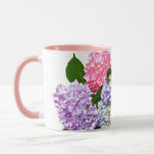 Elegant roze paarse blauw bloemenhortensia boeket mok (Links)