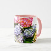 Elegant roze paarse blauw bloemenhortensia boeket mok (Voorkant rechts)