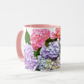 Elegant roze paarse blauw bloemenhortensia boeket mok (Voorkant links)