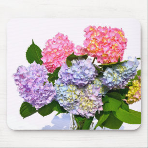 Elegant roze paarse blauw bloemenhortensia boeket muismat