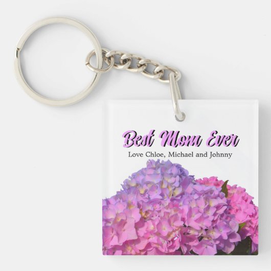Elegant roze paarse blauw bloemetje Beste mama ooi Sleutelhanger (Voorkant)