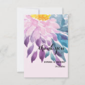 Elegant Roze Paarse Blauw Dahlia Waterverf Art Bedankkaart (Voorkant)