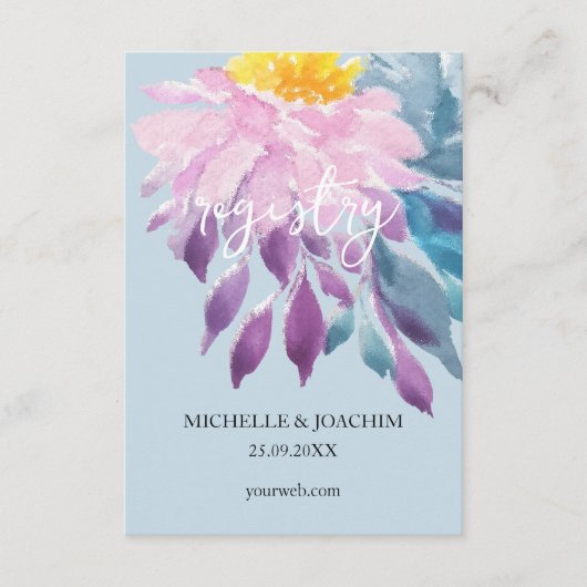 Elegant Roze Paarse Blauw Dahlia Waterverf Art Informatiekaartje (Voorkant)