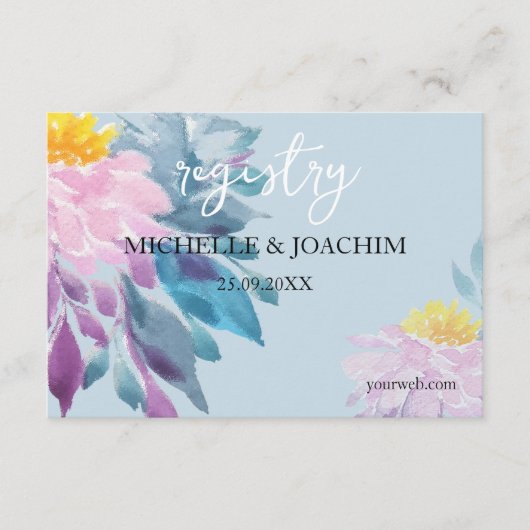 Elegant Roze Paarse Blauw Dahlia Waterverf Art Informatiekaartje (Voorkant)