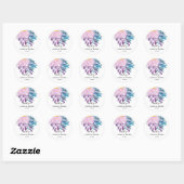 Elegant Roze Paarse Blauw Dahlia Waterverf Art Ronde Sticker (Vel)
