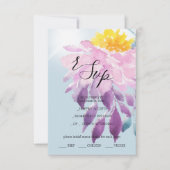 Elegant Roze Paarse Blauw Dahlia Waterverf Art RSVP Kaartje (Voorkant)