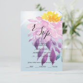 Elegant Roze Paarse Blauw Dahlia Waterverf Art RSVP Kaartje (Staand voorkant)