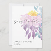 Elegant Roze Paarse Blauw Dahlia Waterverf Art Save The Date (Voorkant)