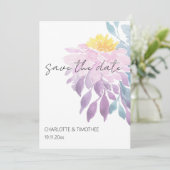 Elegant Roze Paarse Blauw Dahlia Waterverf Art Save The Date (Staand voorkant)