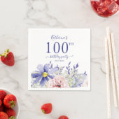 Elegant Roze Paarse Bloemen 100ste Verjaardag Part Servet (Insitu)