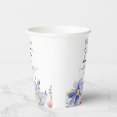 Elegant Roze Paarse Bloemen 25ste Verjaardagsfeest Papieren Bekers (Rechts)