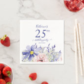 Elegant Roze Paarse Bloemen 25ste Verjaardagsfeest Servet (Insitu)
