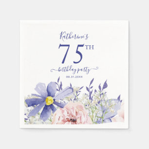 Elegant Roze Paarse Bloemen 75ste Verjaardagsfeest Servet