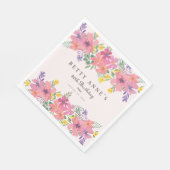 Elegant Roze Paarse Bloemen 80ste Verjaardagsfeest Servet (Hoek)