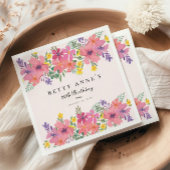 Elegant Roze Paarse Bloemen 80ste Verjaardagsfeest Servet