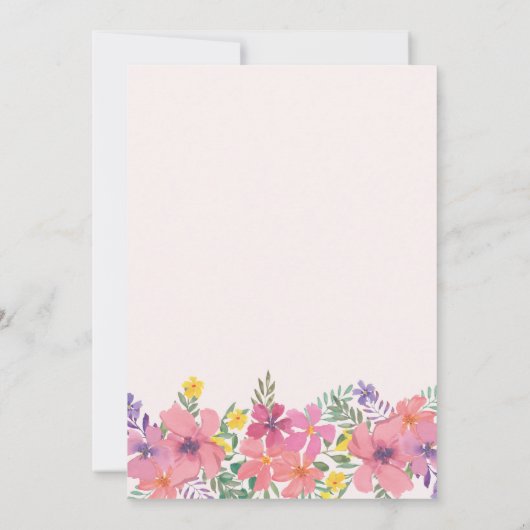 Elegant Roze Paarse Bloemen 90ste Verjaardagsfeest Kaart (Achterkant)