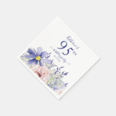 Elegant Roze Paarse Bloemen 95ste Verjaardagsfeest Servet (Hoek)