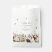 Elegant roze paarse bloemen en botervliegen bedankzakje (Voorkant)