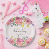 Elegant Roze Paarse Bloemen Pensioen Partij Papieren Bordje (Feest)