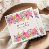 Elegant Roze Paarse Bloemen Pensioen Partij Servet