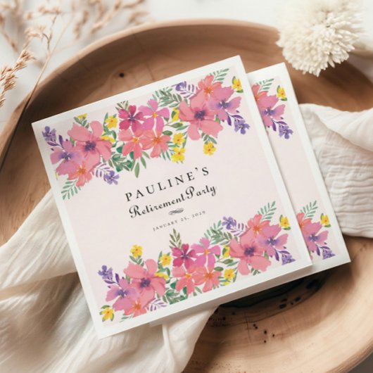 Elegant Roze Paarse Bloemen Pensioen Partij Servet