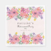 Elegant Roze Paarse Bloemen Pensioen Partij Servet (Voorkant)