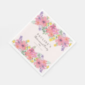 Elegant Roze Paarse Bloemen Pensioen Partij Servet (Hoek)