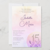 Elegant Roze Paarse Bloemen Quinceanera Party Kaart (Voorkant)