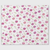 Elegant  Roze & Paarse Bloemen Rozen Bladeren Cadeaupapier (Vlak)