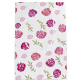 Elegant Roze & Paarse Bloemen Rozen Bladeren Medium Cadeauzakje (Voorkant)