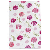 Elegant Roze & Paarse Bloemen Rozen Bladeren Medium Cadeauzakje (Achterkant)