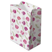 Elegant Roze & Paarse Bloemen Rozen Bladeren Medium Cadeauzakje (Achterkant Gekanteld)