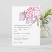 Elegant Roze Paarse Bloemige Bruiloft Kaart (Staand voorkant)