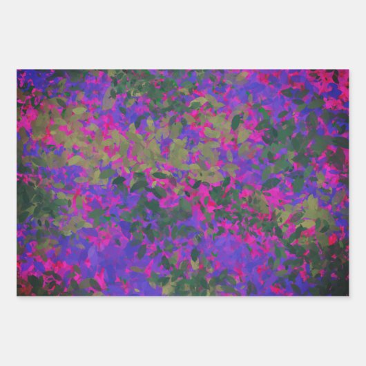 Elegant Roze Paarse en Blauwe Florals Inpakpapier Vel (Voorkant 3)