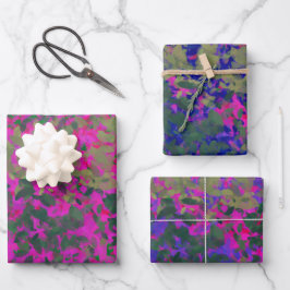 Elegant Roze Paarse en Blauwe Florals Inpakpapier Vel
