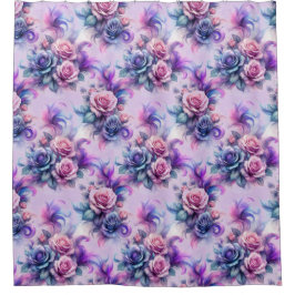 Elegant roze, Paarse en blauwe Rozen Design Douchegordijn
