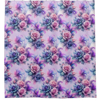 Elegant roze, paarse en blauwe rozen ontwerp douchegordijn